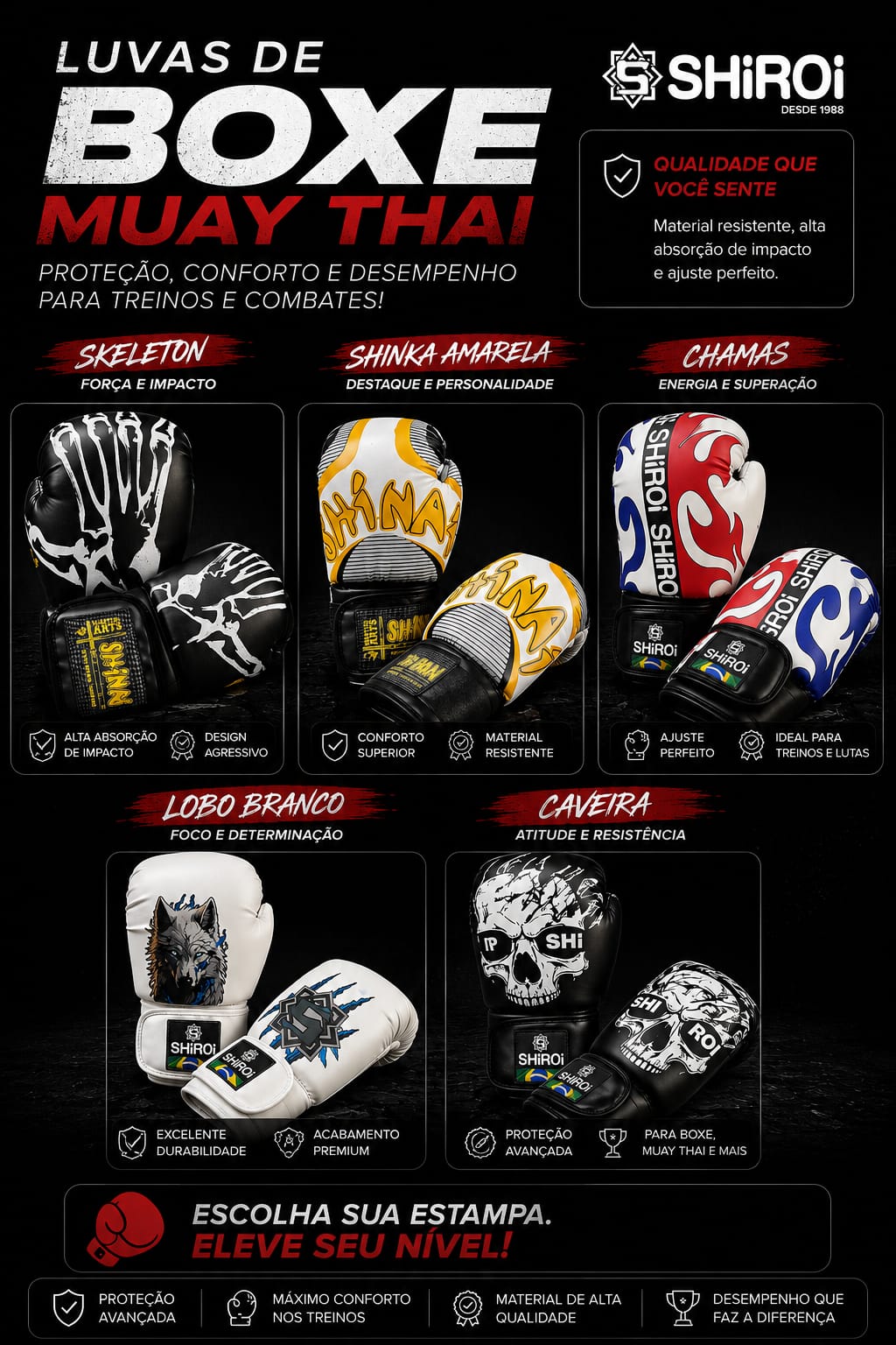Luvas de Boxe e Muay Thai Shiroi